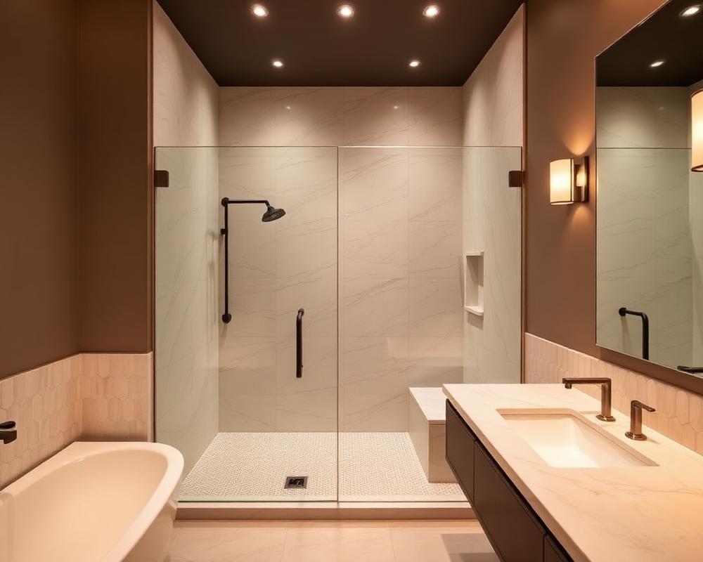 Modern bathroom remodel with walk-in shower